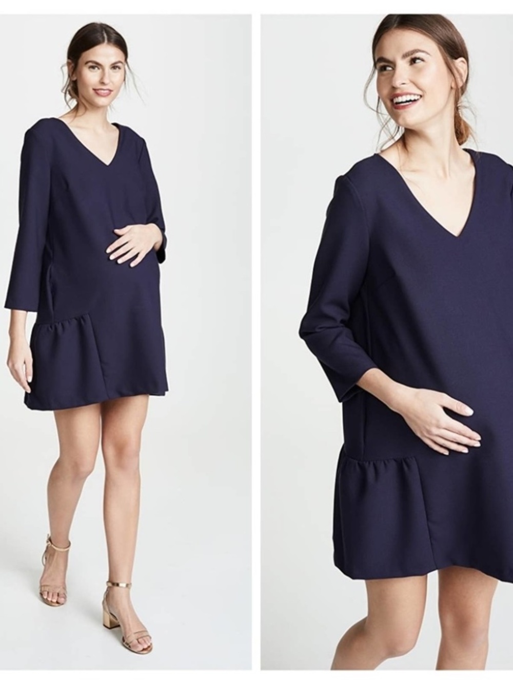 HATCH Maternity Navy Blue Long Sleeve 'The Heidi Dress' - Size 0 Maternity